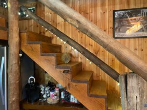 event barn loft lodging, stairway